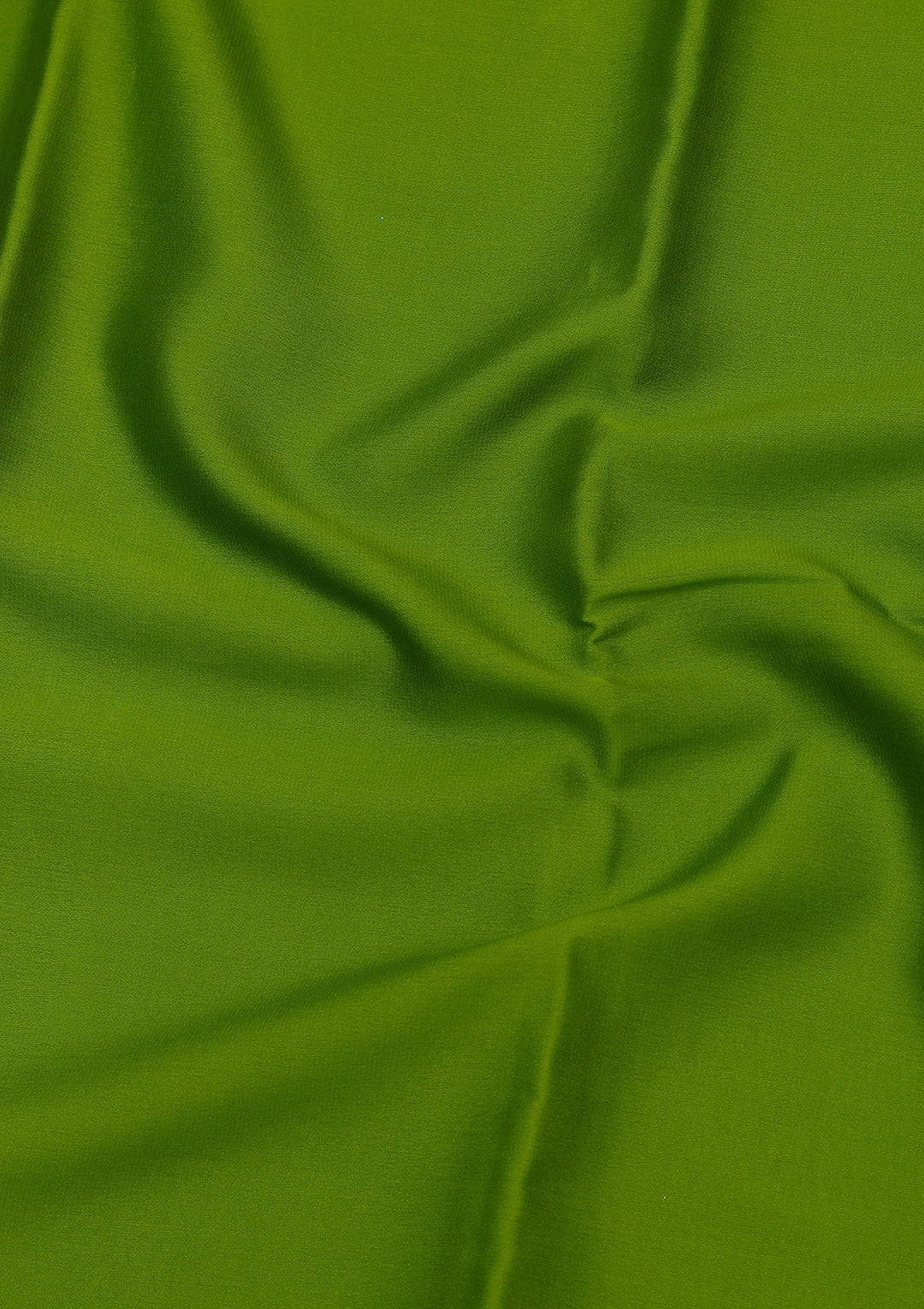 Parrot Green Crepe Plain Saree With Matching Blouse Piece
