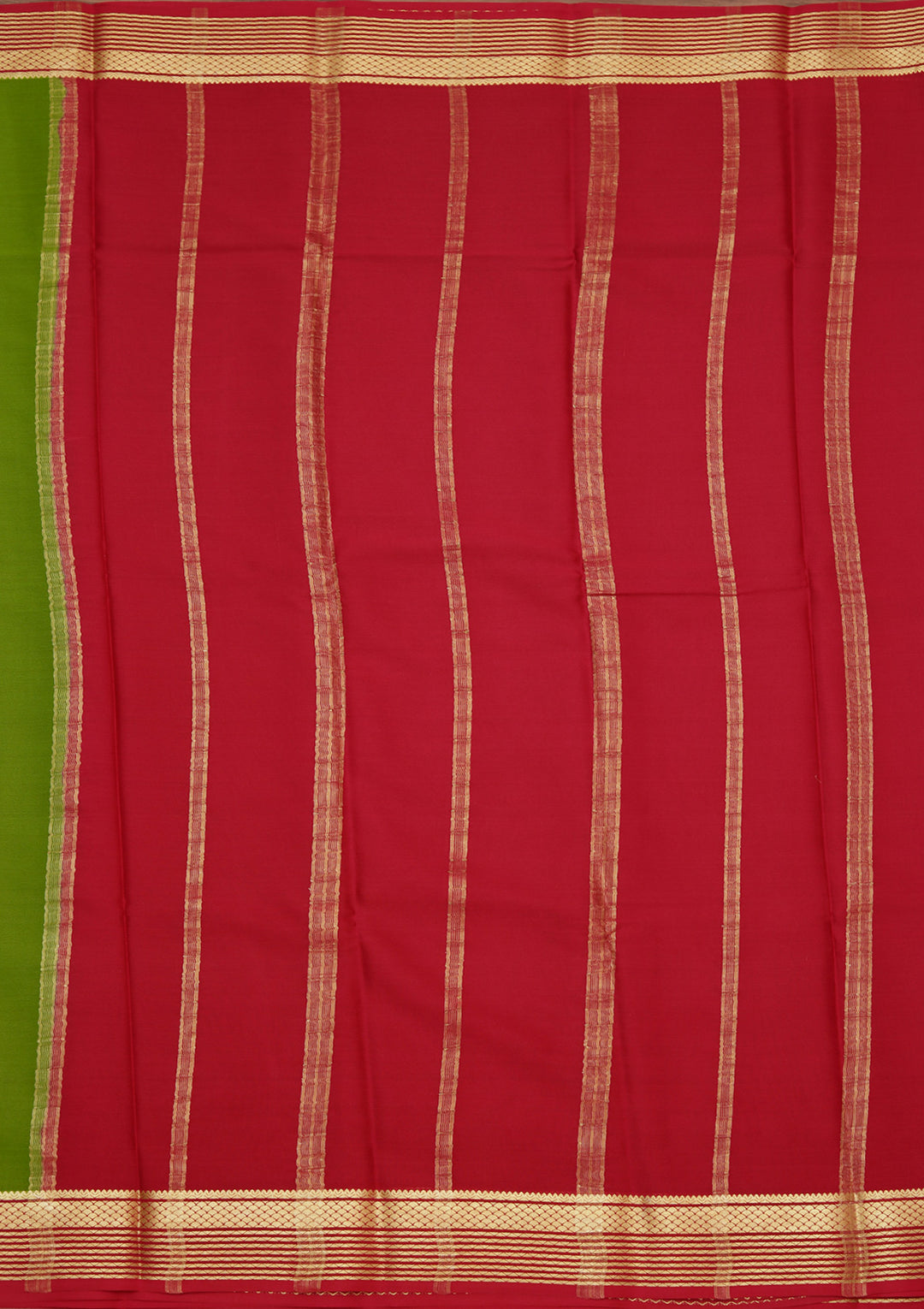 Parrot Green Crepe Plain Saree With Matching Blouse Piece