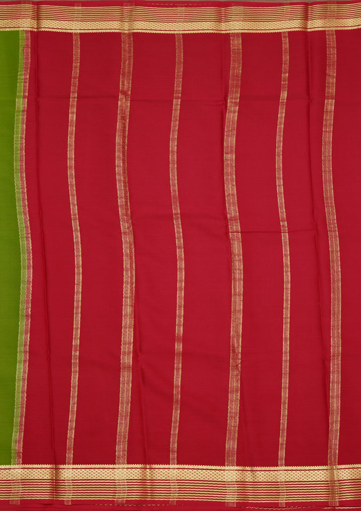 Parrot Green Crepe Plain Saree With Matching Blouse Piece