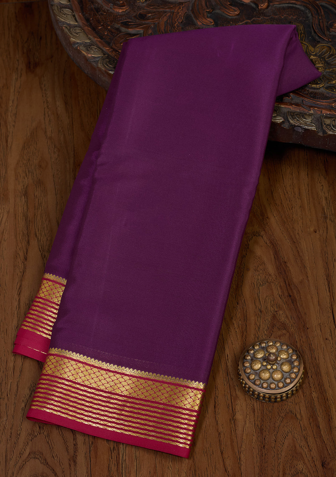 Purple Zariwork Pure Crepe Silk Saree