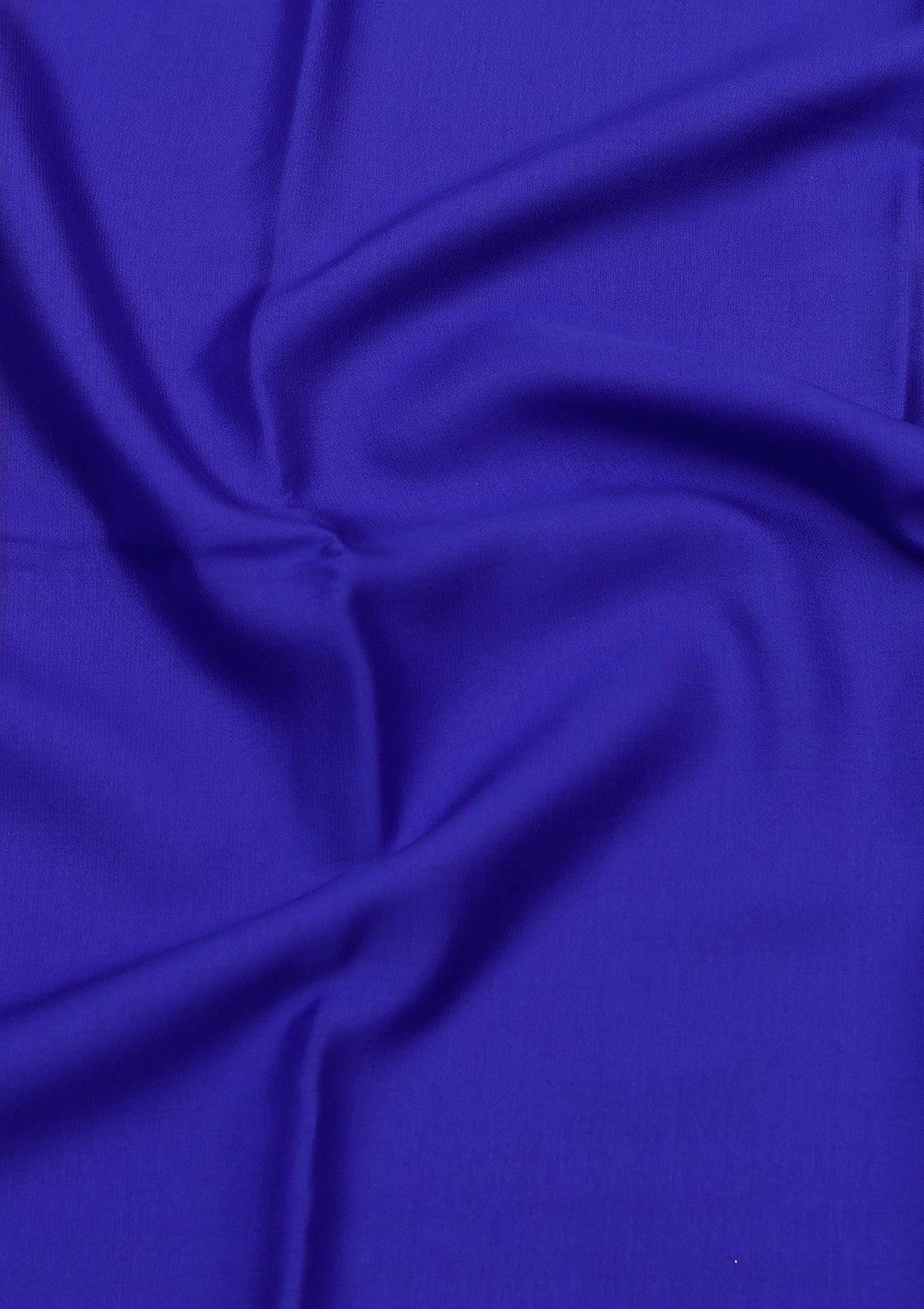 Royal Blue Crepe Plain Saree With Matching Blouse Piece