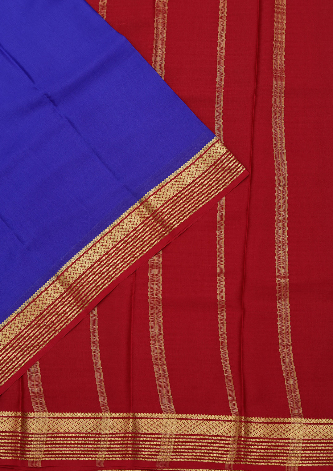 Royal Blue Crepe Plain Saree With Matching Blouse Piece