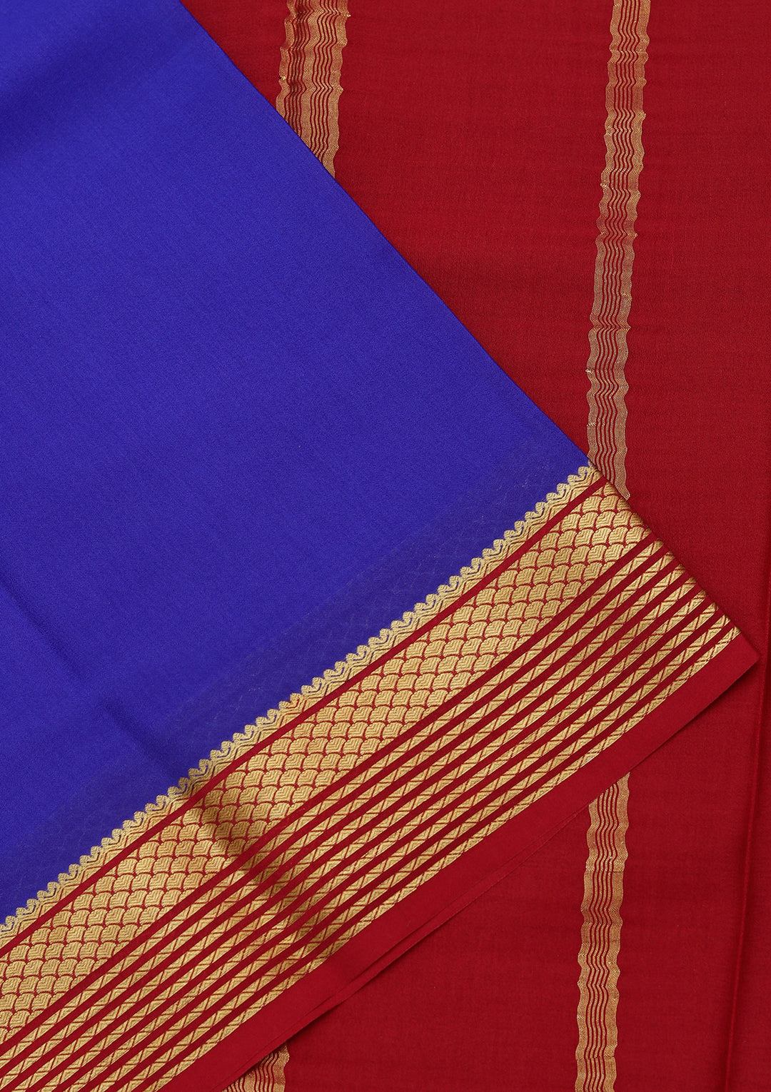 Royal Blue Crepe Plain Saree With Matching Blouse Piece