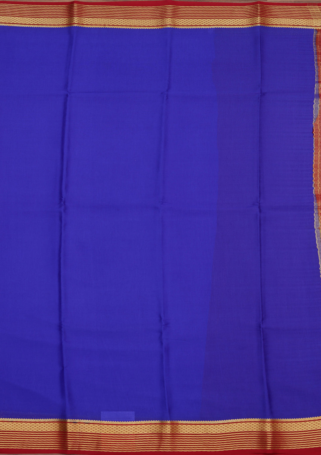 Royal Blue Crepe Plain Saree With Matching Blouse Piece