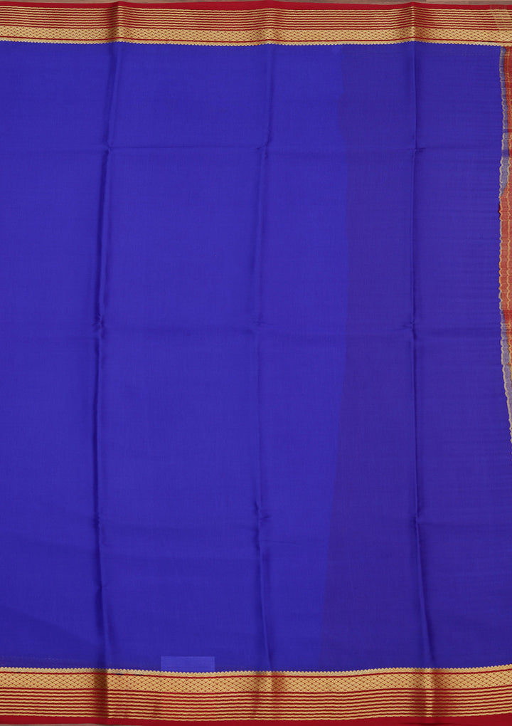 Royal Blue Crepe Plain Saree With Matching Blouse Piece