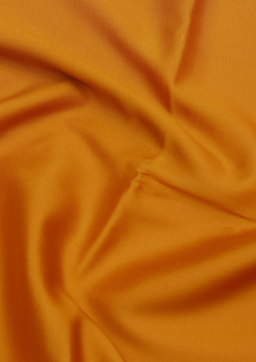 Yellow Crepe Plain Saree With Matching Blouse Piece