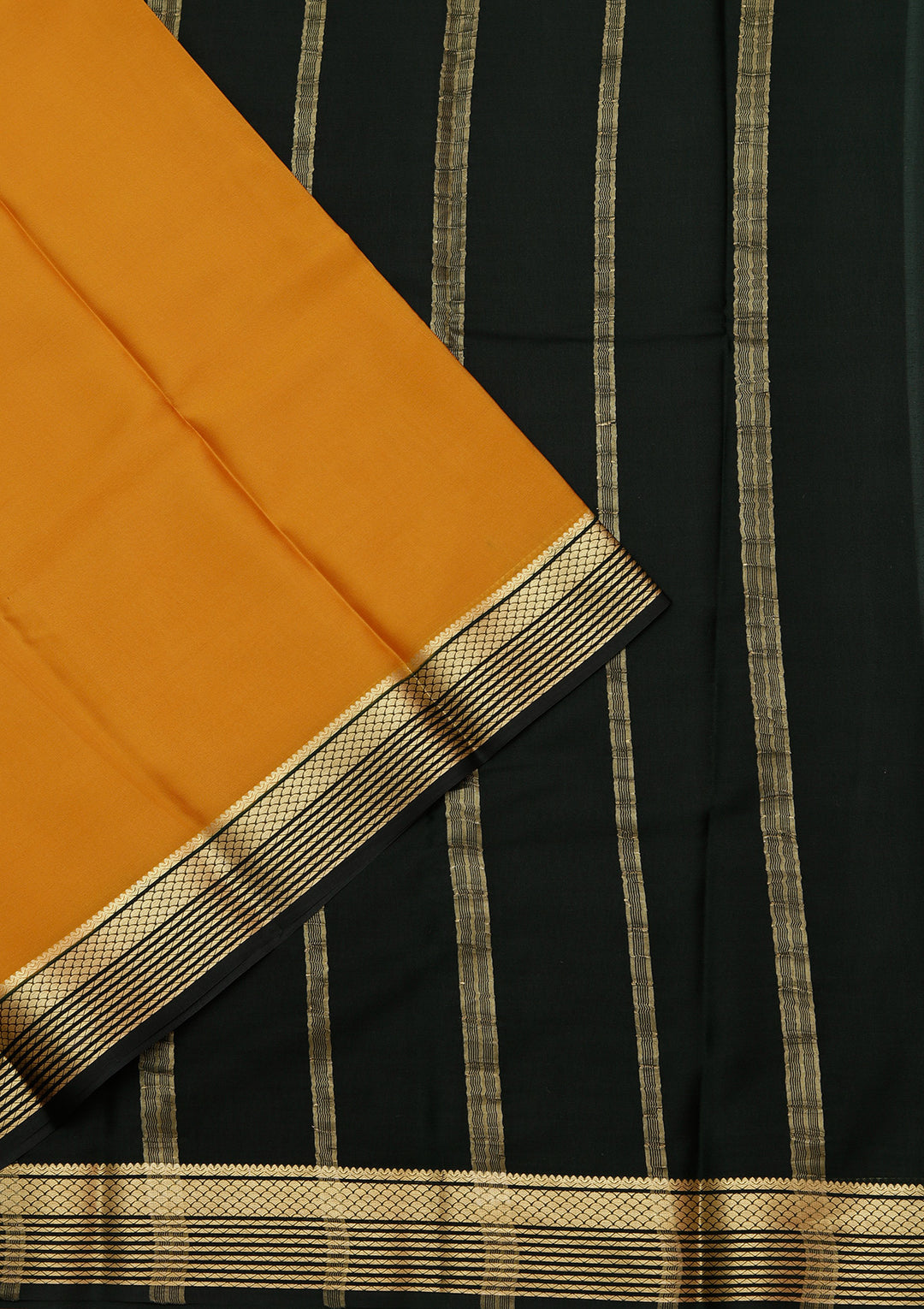 Yellow Crepe Plain Saree With Matching Blouse Piece