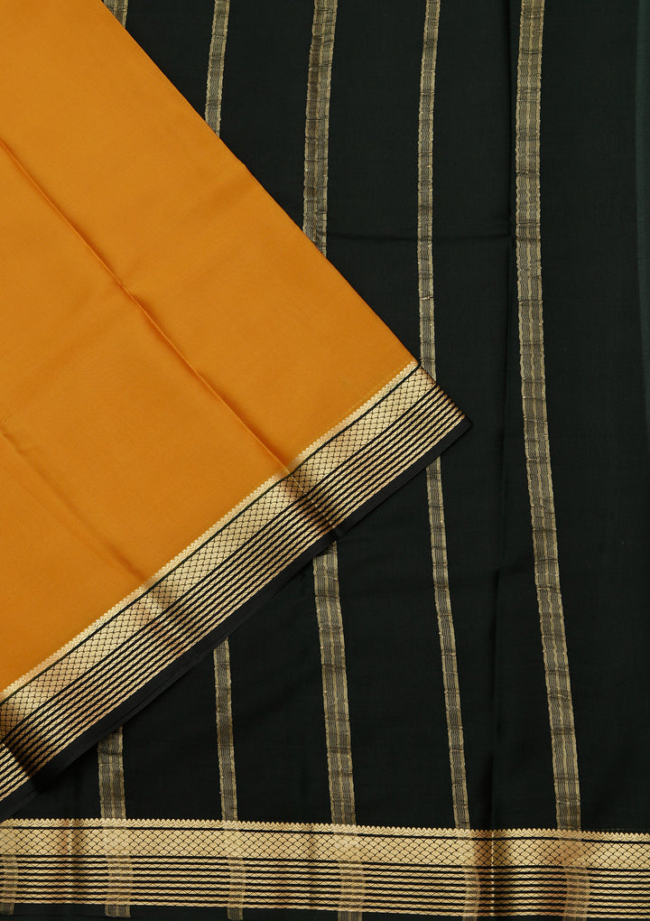 Yellow Crepe Plain Saree With Matching Blouse Piece