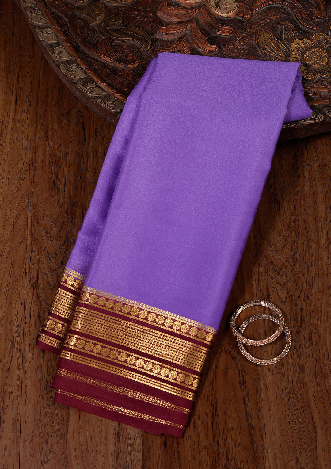 Blue Crepe Plain Saree With Matching Blouse Piece
