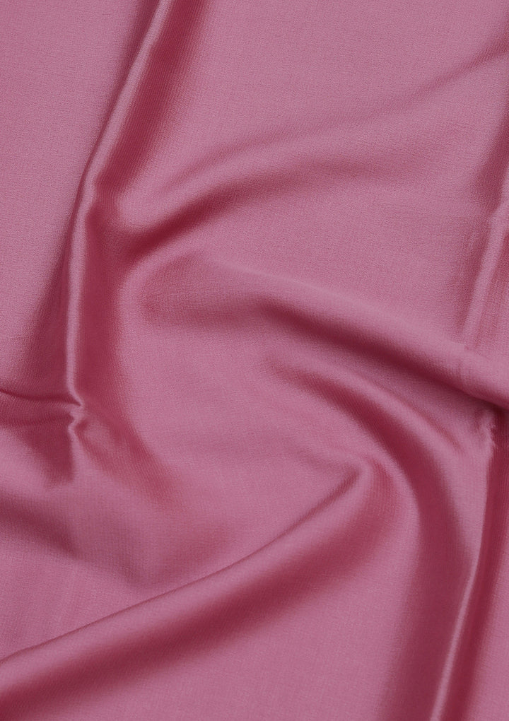Onion Pink Crepe Plain Saree With Matching Blouse Piece