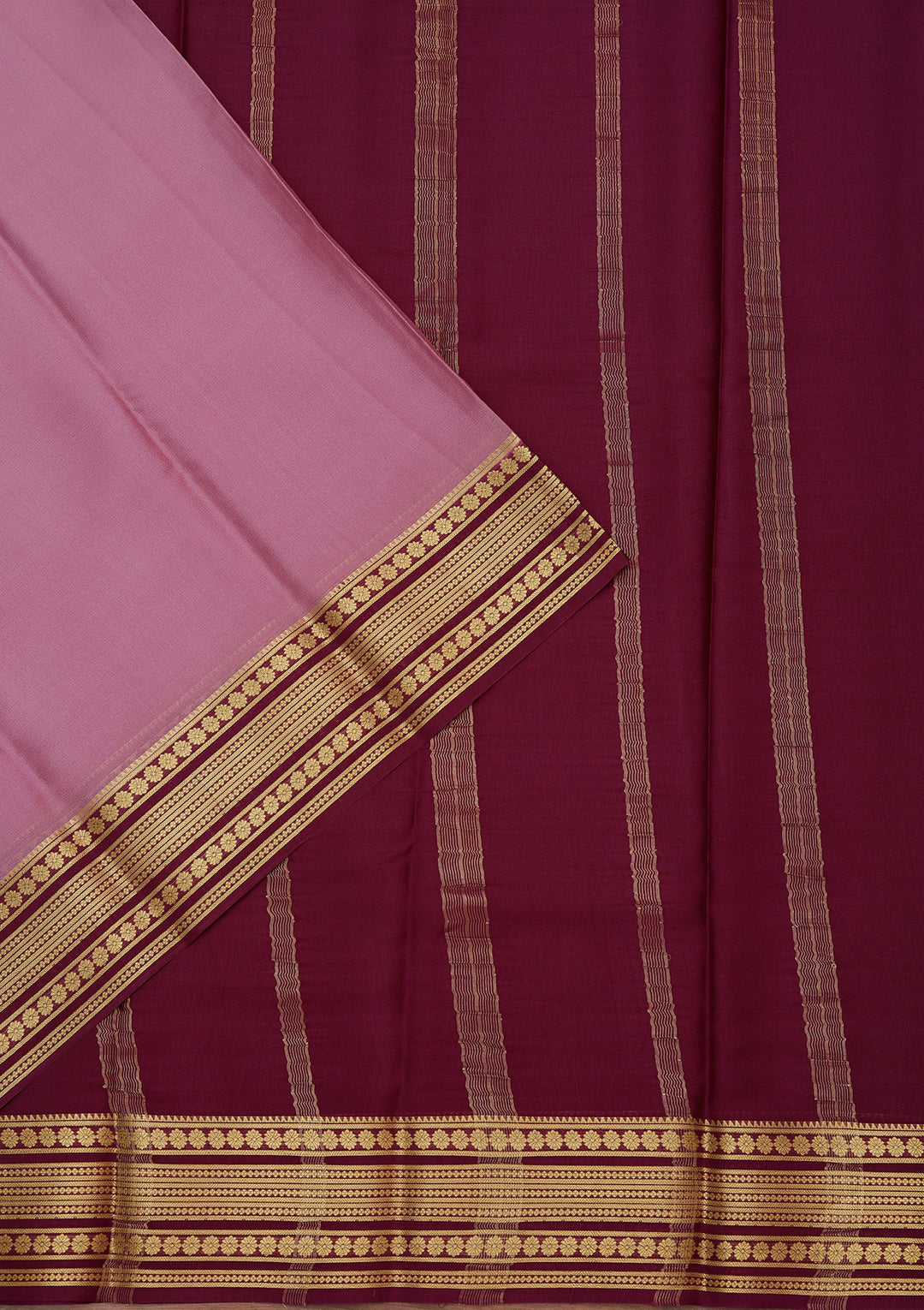 Onion Pink Crepe Plain Saree With Matching Blouse Piece