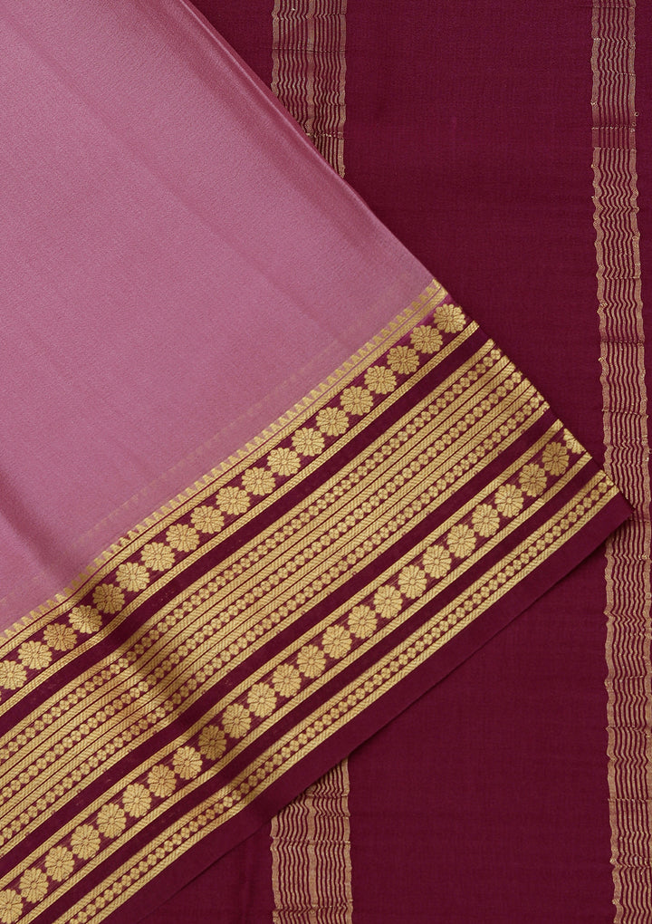 Onion Pink Crepe Plain Saree With Matching Blouse Piece