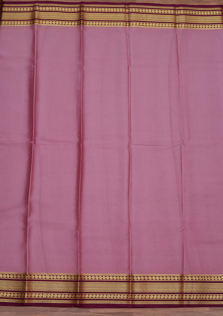 Onion Pink Crepe Plain Saree With Matching Blouse Piece