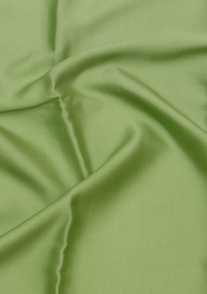 Pista Green Crepe Plain Saree With Matching Blouse Piece