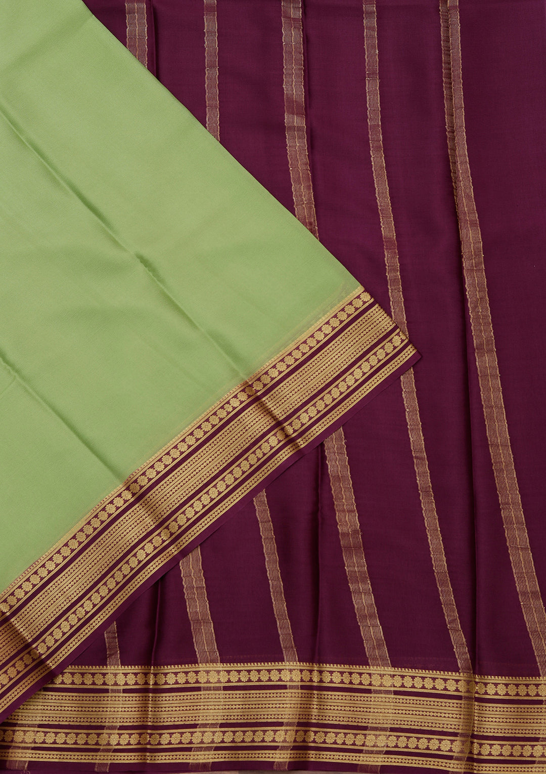 Pista Green Crepe Plain Saree With Matching Blouse Piece