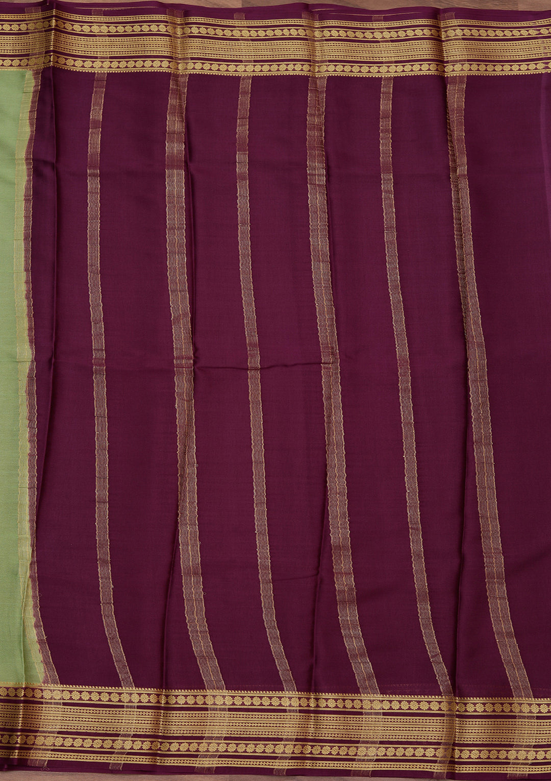 Pista Green Crepe Plain Saree With Matching Blouse Piece