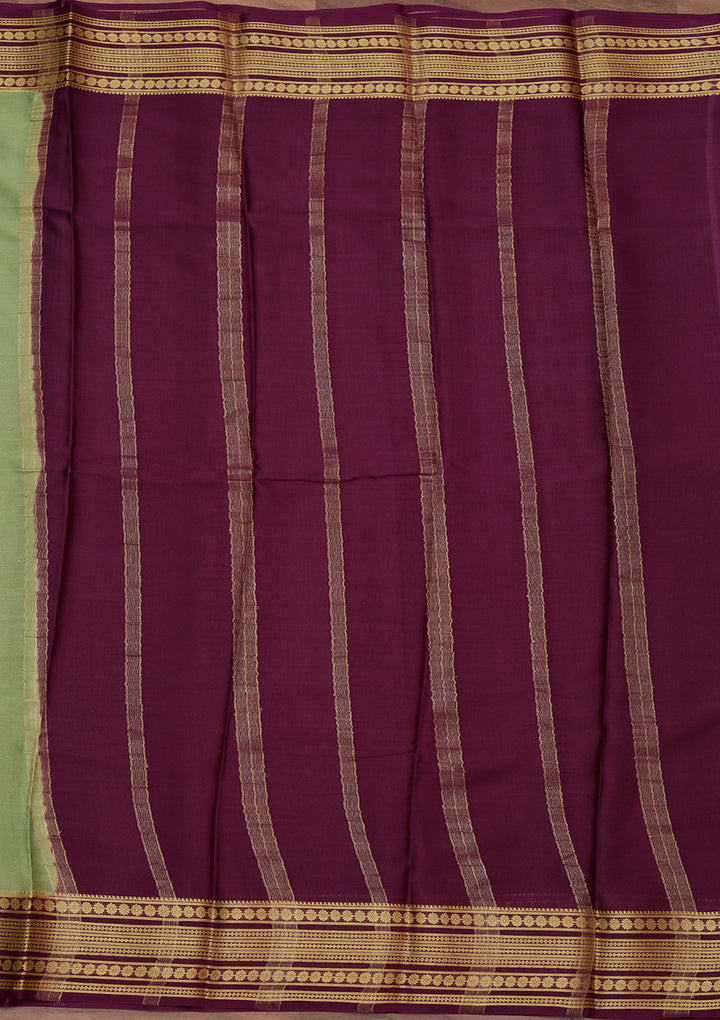 Pista Green Crepe Plain Saree With Matching Blouse Piece