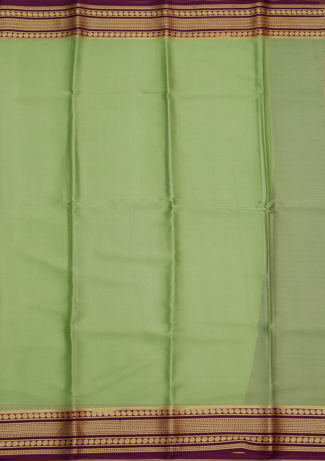 Pista Green Crepe Plain Saree With Matching Blouse Piece