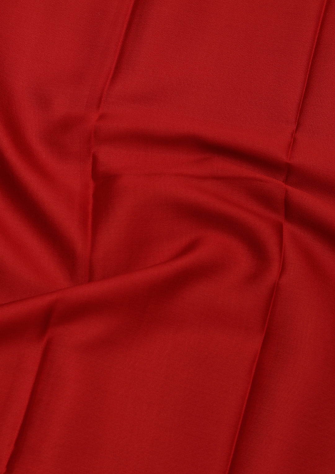 Red Crepe Plain Saree With Matching Blouse Piece