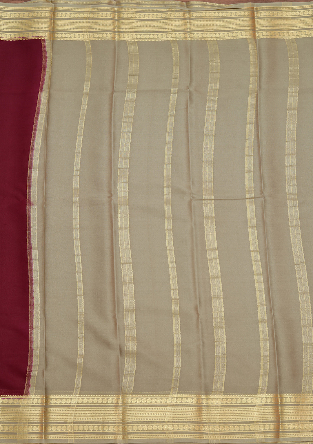 Wine Crepe Plain Saree With Matching Blouse Piece