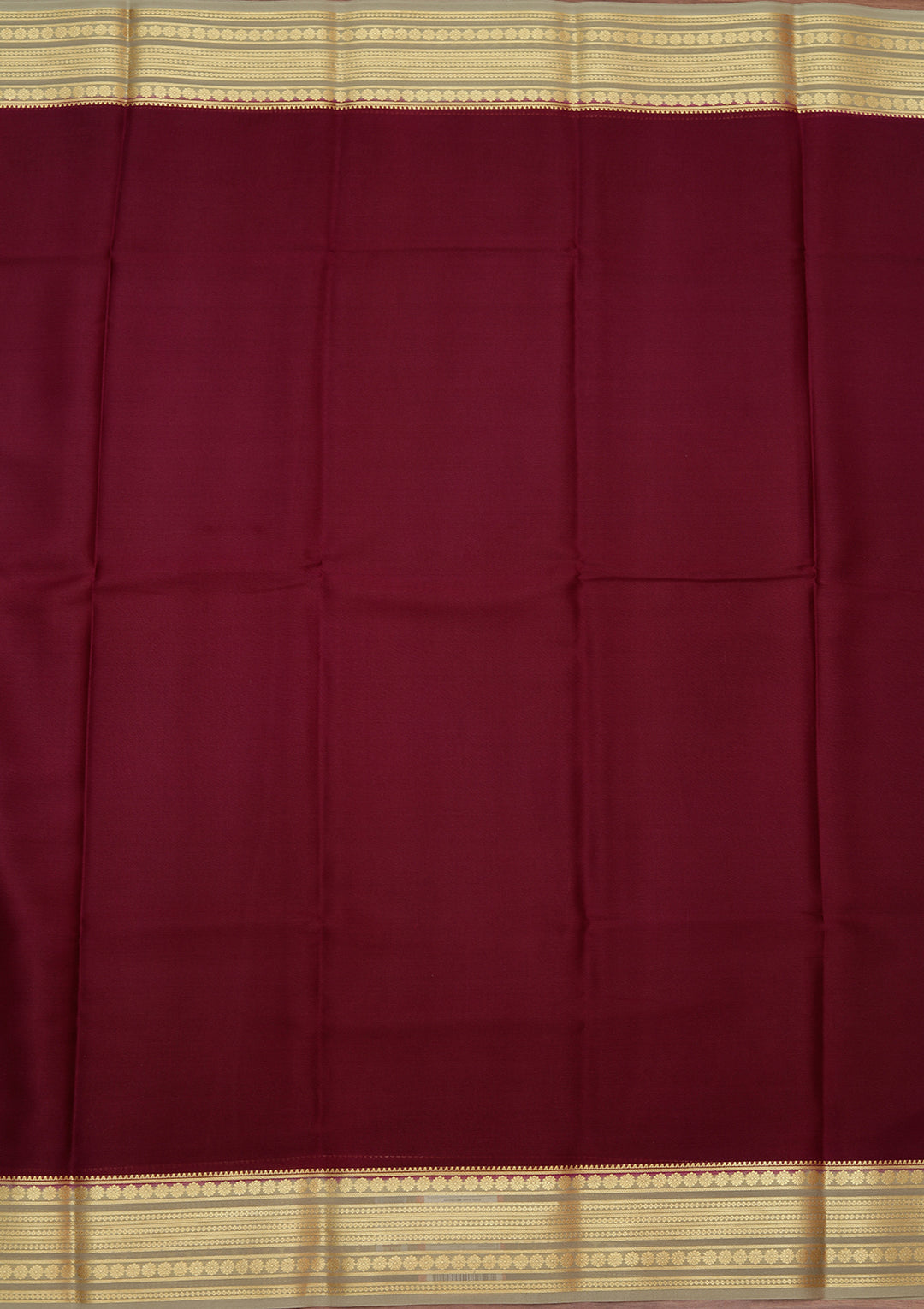 Wine Crepe Plain Saree With Matching Blouse Piece