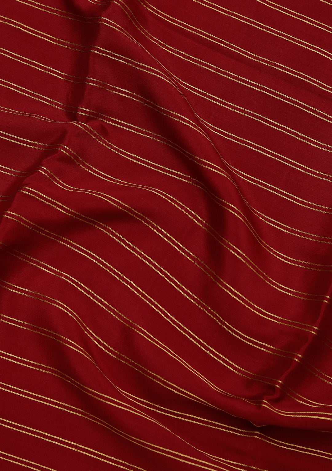 Brown Crepe Stripes Saree With Matching Blouse Piece
