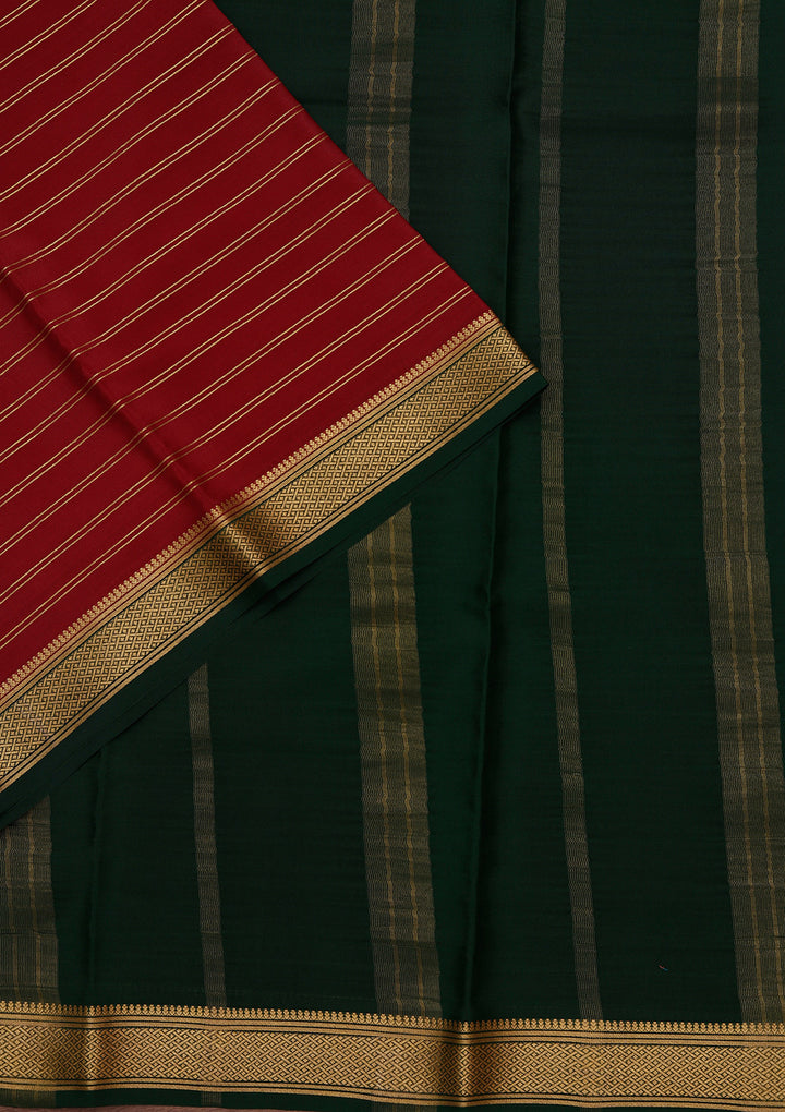 Brown Crepe Stripes Saree With Matching Blouse Piece