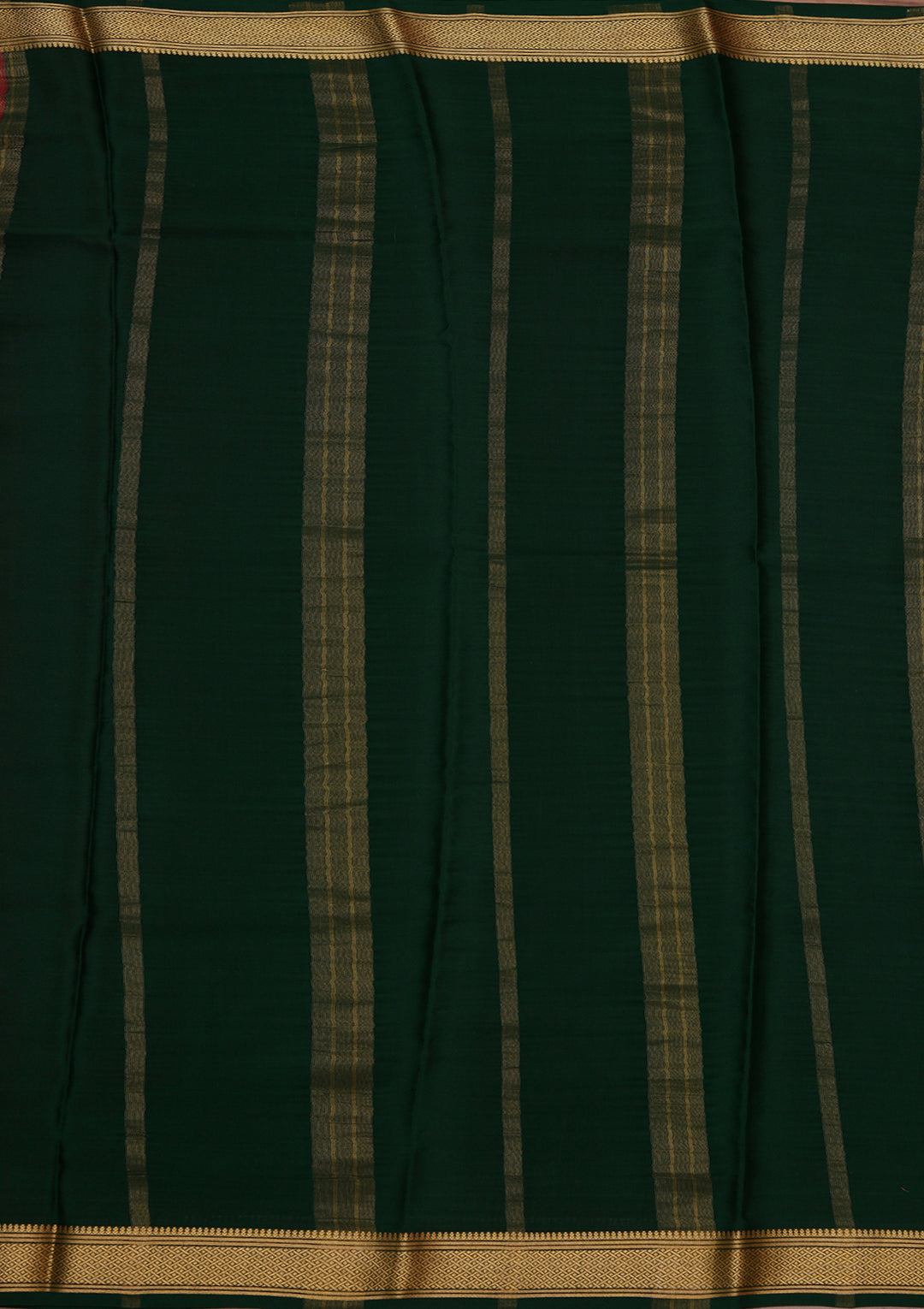 Brown Crepe Stripes Saree With Matching Blouse Piece