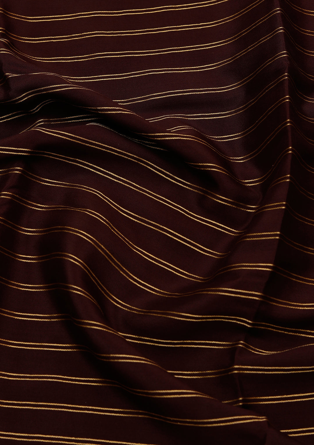 Brown Crepe Stripes Saree With Matching Blouse Piece