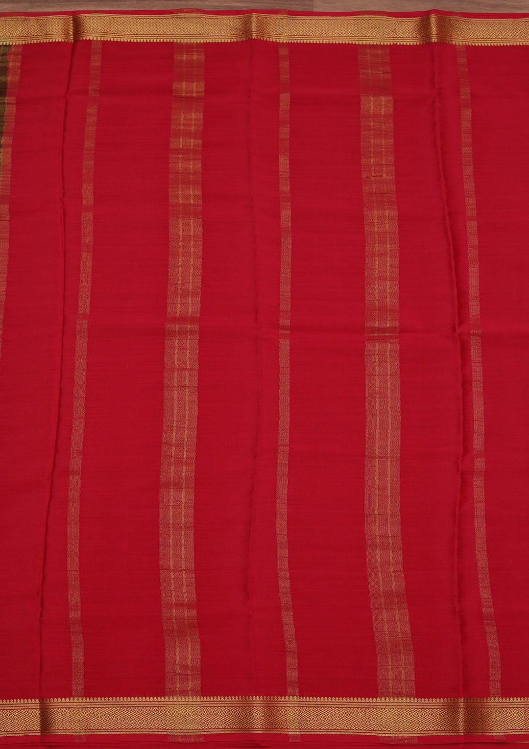 Brown Crepe Stripes Saree With Matching Blouse Piece