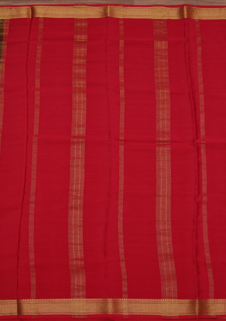 Brown Crepe Stripes Saree With Matching Blouse Piece