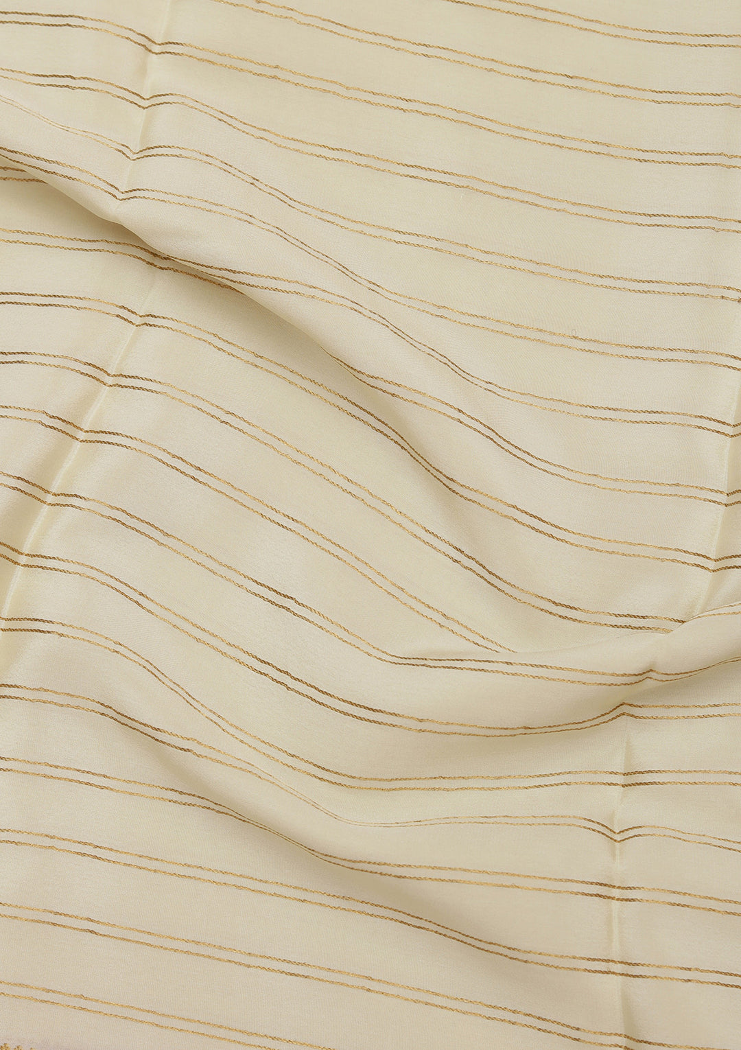 Off White Crepe Stripes Saree With Matching Blouse Piece