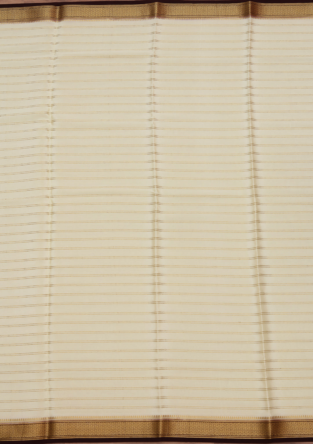 Off White Crepe Stripes Saree With Matching Blouse Piece