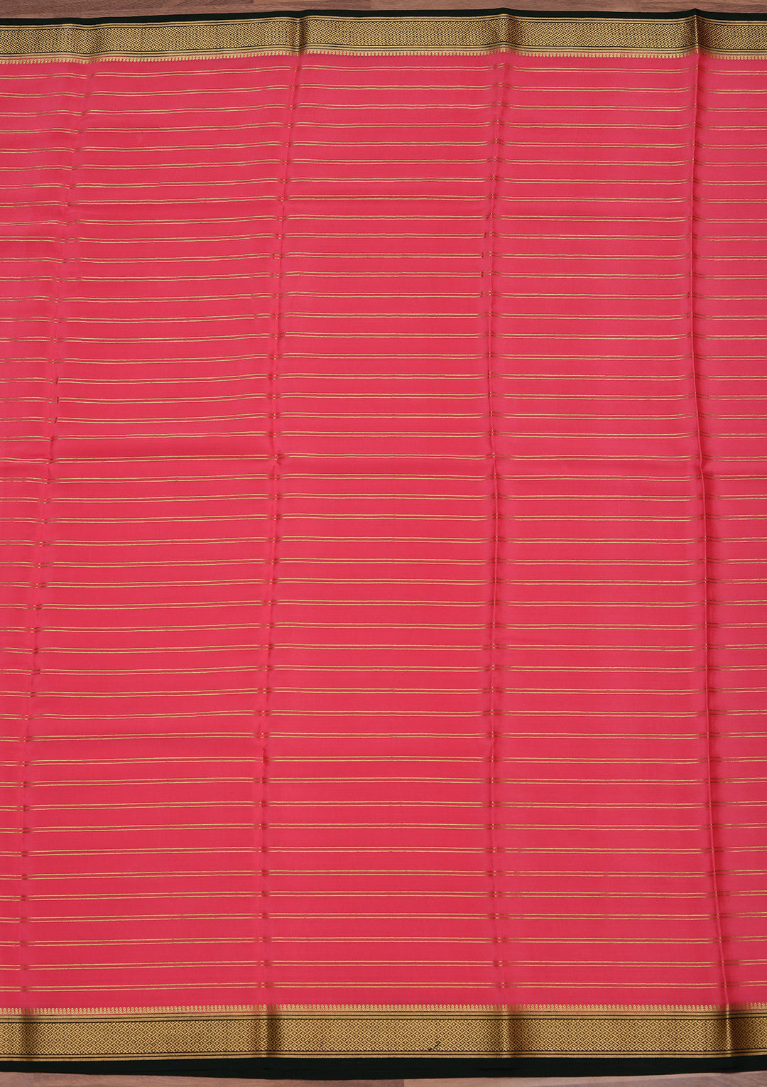 Pink Crepe Stripes Saree With Matching Blouse Piece