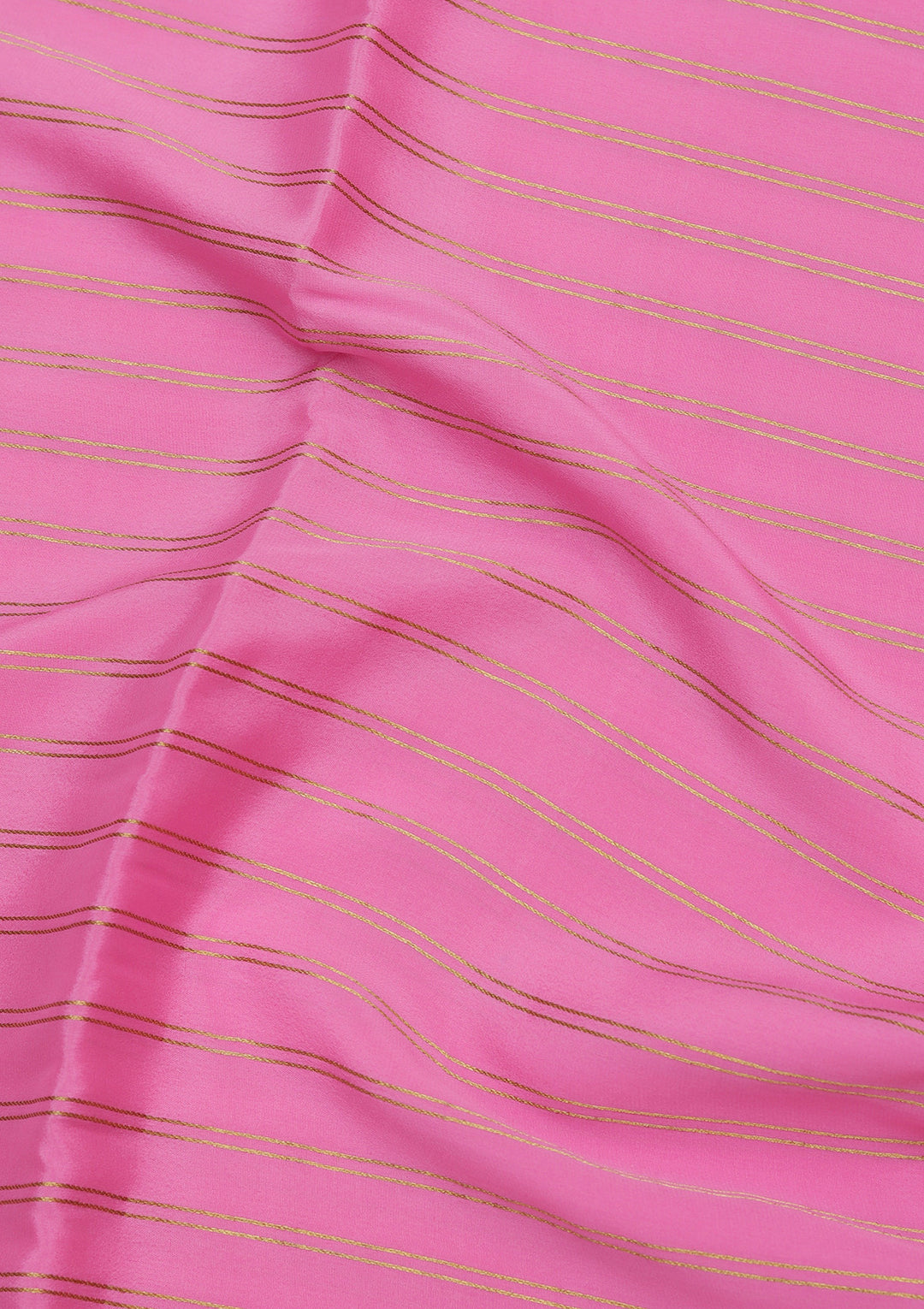 Pink Crepe Stripes Saree With Matching Blouse Piece