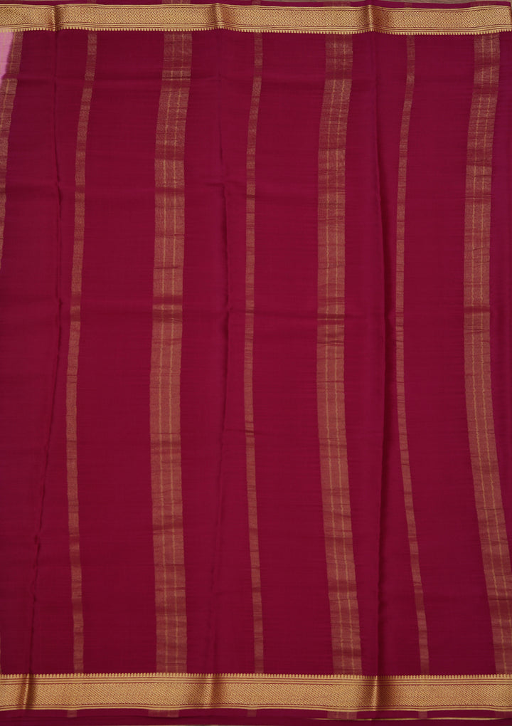 Pink Crepe Stripes Saree With Matching Blouse Piece