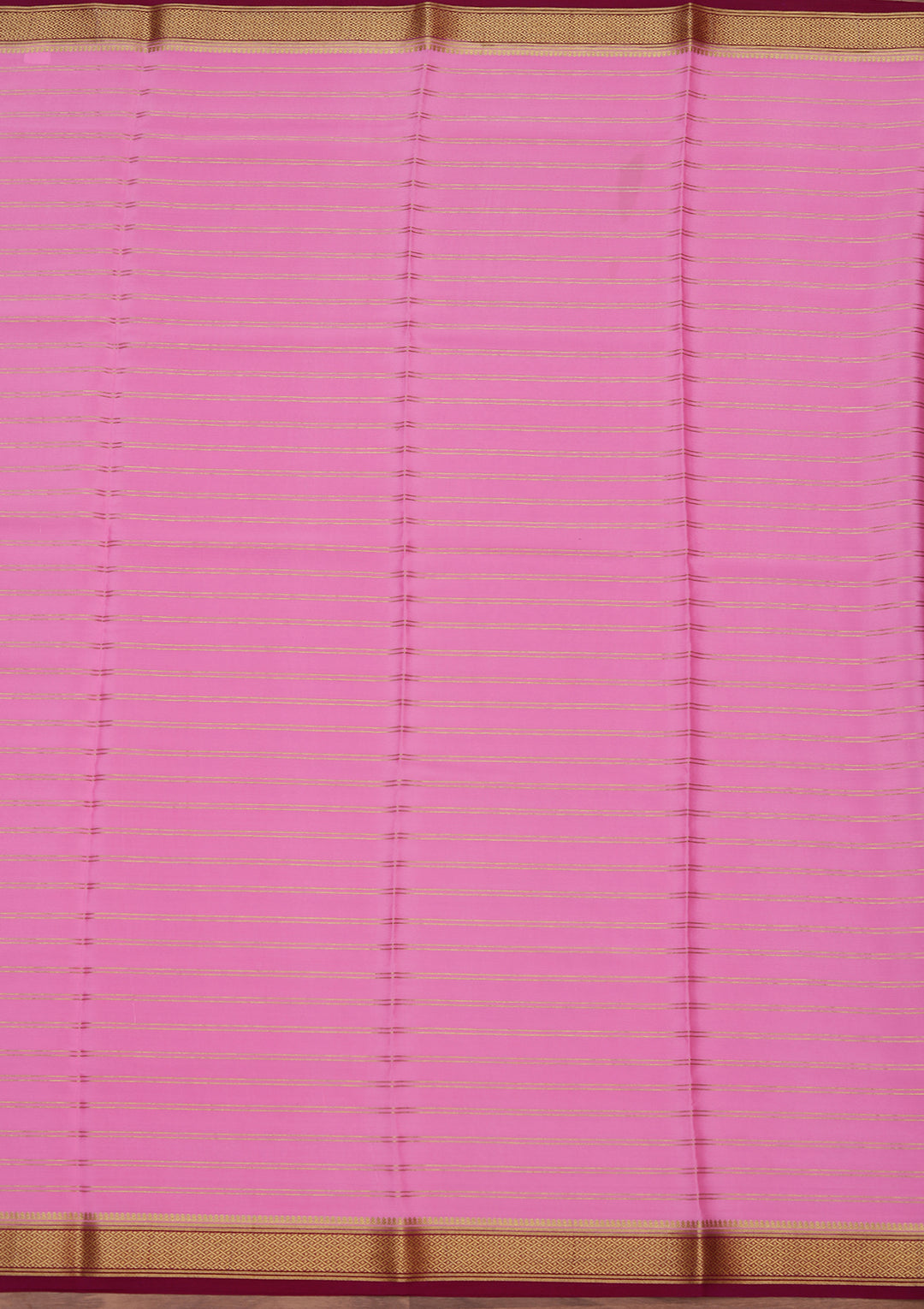 Pink Crepe Stripes Saree With Matching Blouse Piece