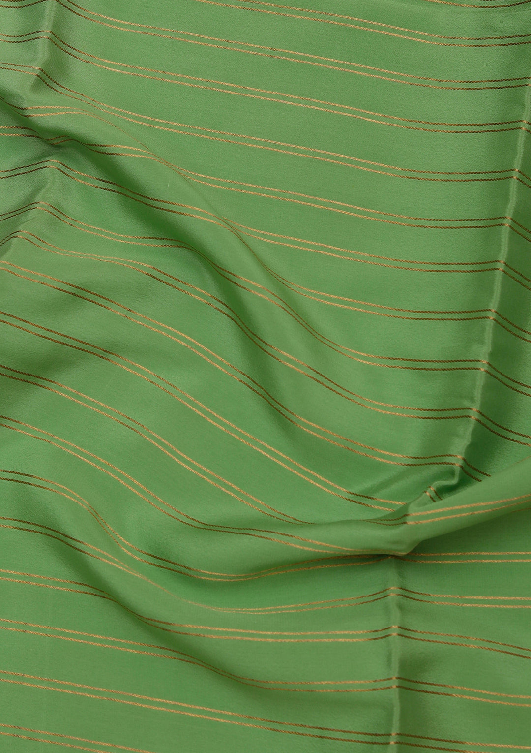 Pista Green Crepe Stripes Saree With Matching Blouse Piece