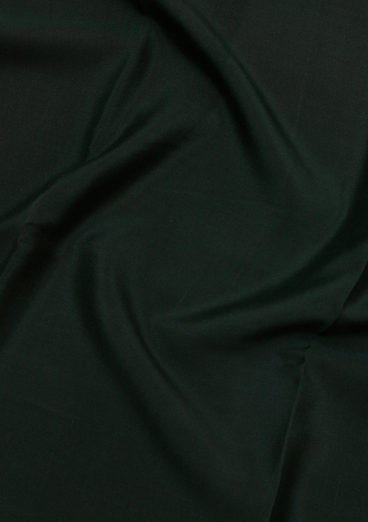 Bottle Green Crepe Plain Saree With Matching Blouse Piece