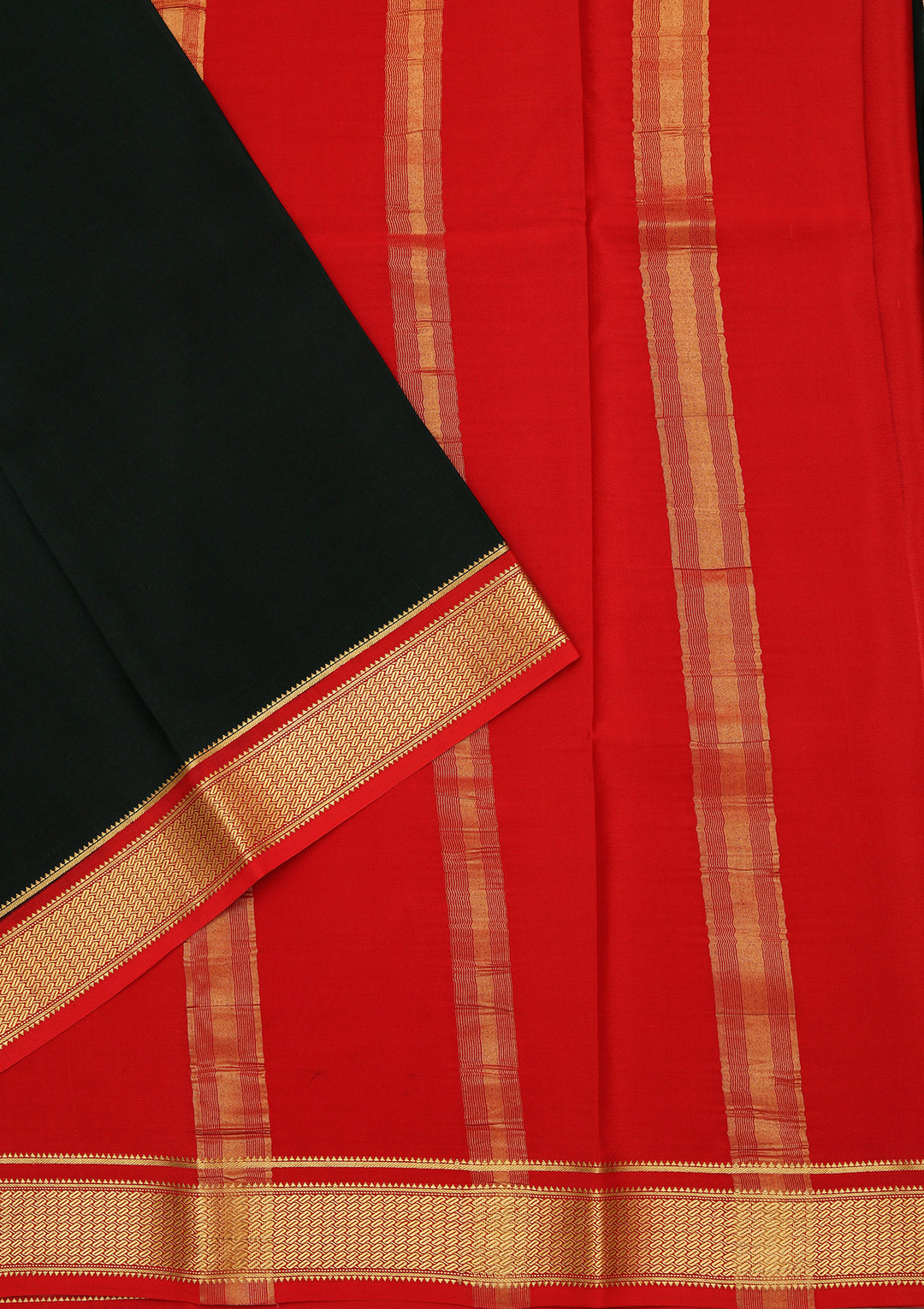 Bottle Green Crepe Plain Saree With Matching Blouse Piece