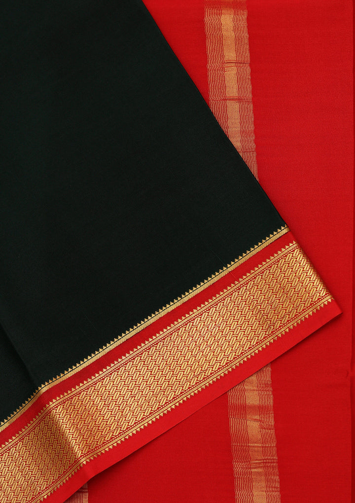 Bottle Green Crepe Plain Saree With Matching Blouse Piece