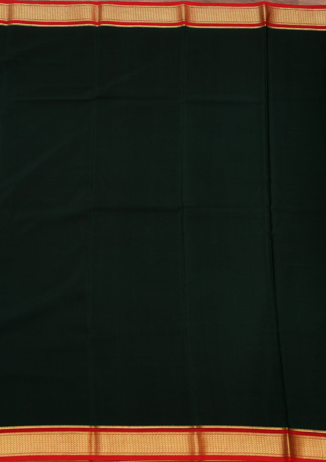 Bottle Green Crepe Plain Saree With Matching Blouse Piece