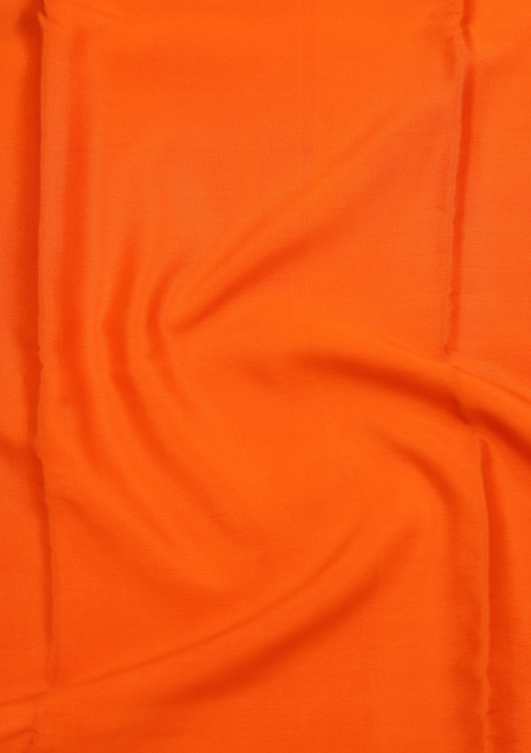Orange Crepe Plain Saree With Matching Blouse Piece