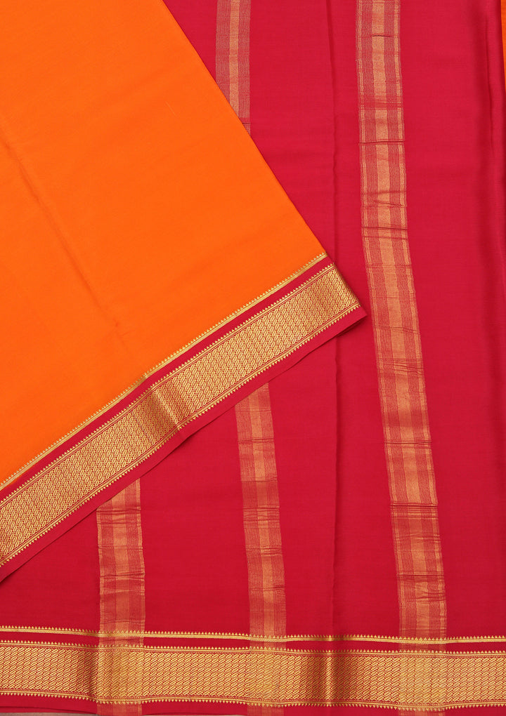 Orange Crepe Plain Saree With Matching Blouse Piece