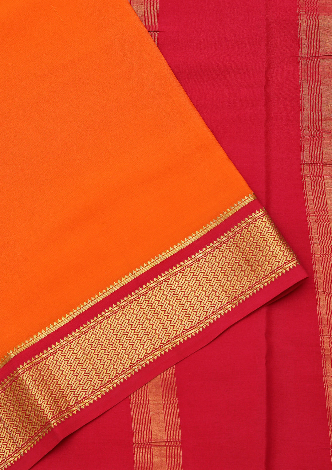Orange Crepe Plain Saree With Matching Blouse Piece