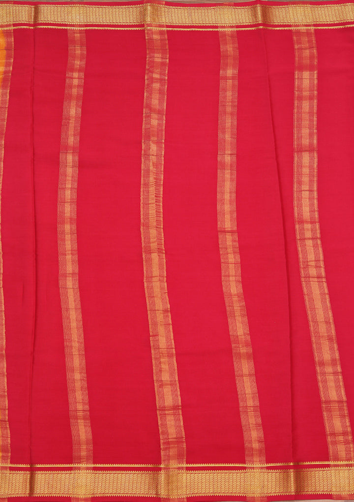 Orange Crepe Plain Saree With Matching Blouse Piece