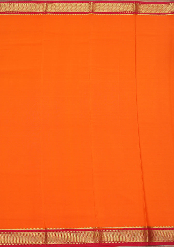 Orange Crepe Plain Saree With Matching Blouse Piece