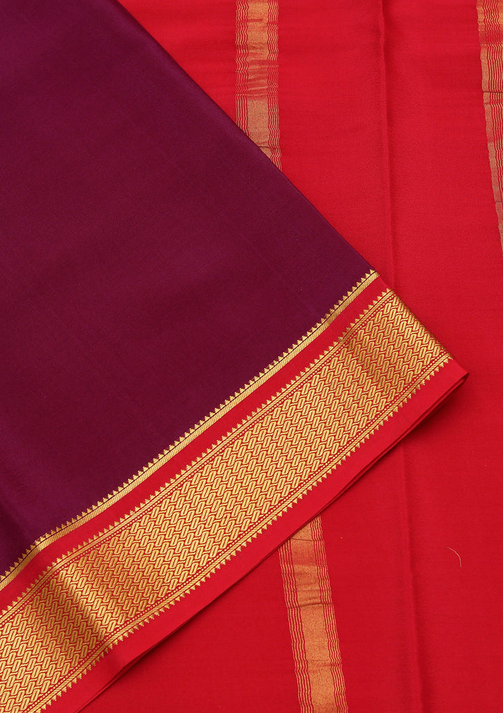 Purple Crepe Plain Saree With Matching Blouse Piece