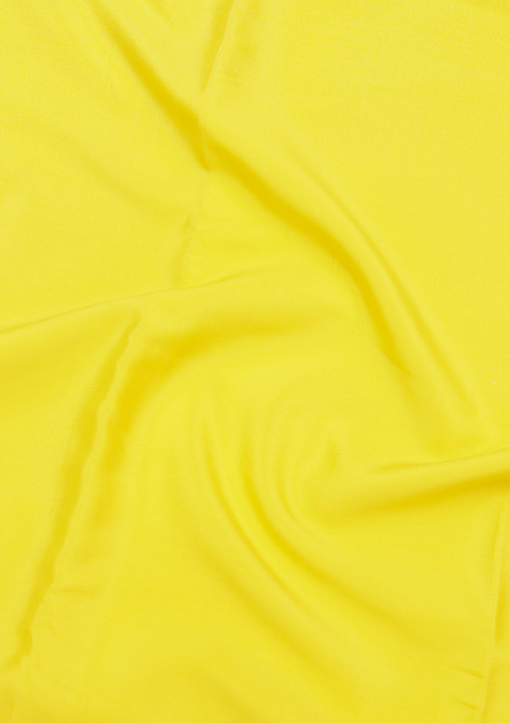 Yellow Crepe Plain Saree With Matching Blouse Piece