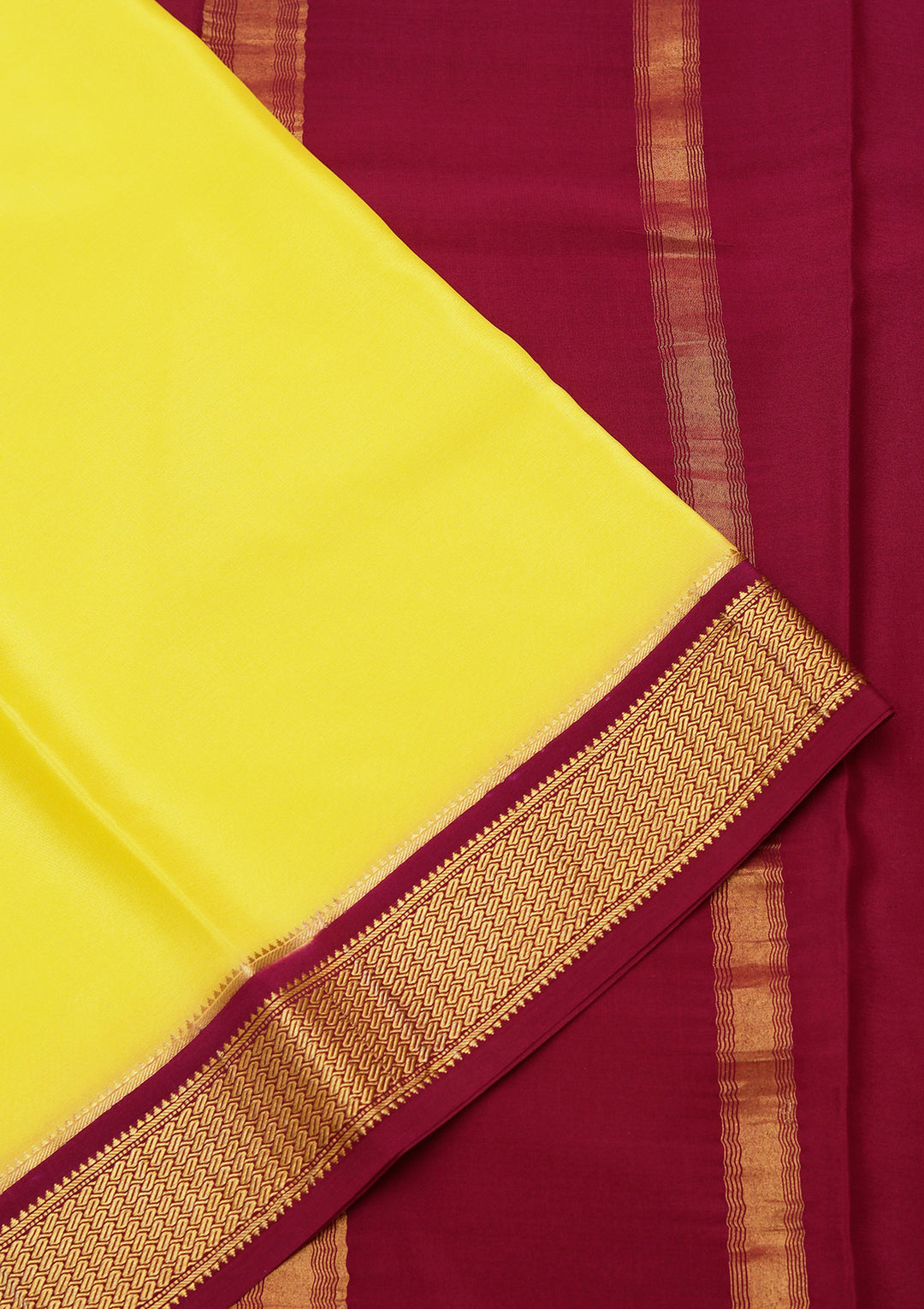 Yellow Crepe Plain Saree With Matching Blouse Piece